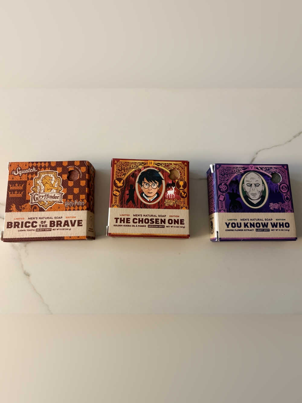 New Dr Squatch Harry Potter The Chosen One, You Know Who, and Bricc Brave Soap